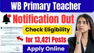 WB Primary Teacher Recruitment 2025: 13,421 WBBPE Assistant Teacher पदों पर भर्ती, ऑनलाइन आवेदन शुरू – अंतिम तिथि 09 दिसंबर 2025